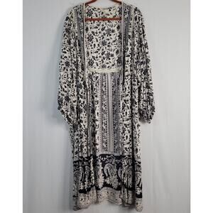 Romantic Gypsy Floral Balloon Sleeve Open Front Kimono Top size 2X boho festival